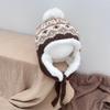 Chapéu infantil forrado de lã espessado para outono e inverno, chapéu de proteção para orelhas de inverno para meninos e meninas, chapéu quente de malha Lei Feng para crianças de médio e grande porte e meninas