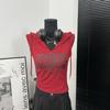 [Venta al por mayor transfronteriza] Camiseta sin mangas con capucha estampada retro para mujer Nuevo diseño Sexy Top tipo chaleco ajustado