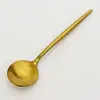 Colher de Chá Portuguesa de Aço Inoxidável, Colher de Café Banhada a Ouro, Colher de Mexer, Colher de Sobremesa de Aparência Sofisticada, Colher Multiuso para Casa Restaurante