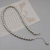 Collar de Perlas Redondas Gris Cáñamo Mismo que el Blogger de Xiaohongshu Cadena Retro Gris Plata para Clavícula Joyería Transfronteriza