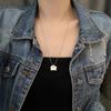 Collar de acero de titanio con forma de monstruo pequeño y cara sonriente, estilo suéter, para mujer, estilo hip-hop, estilo chica sexy, dulce y fresco, cadena de clavícula, accesorios al por mayor