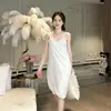 Renda gaze absorvente estilo coreano sem costas sexy usável toalha de banho alças de celebridade da internet todo algodão vestido de banho feminino