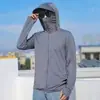 Ropa de Protección Solar Unisex de Malla de Seda de Hielo, Estilo Cortavientos con Capucha de Verano, Chaqueta Transpirable para Pesca al Aire Libre con Protección Solar