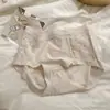 Pantaletas Jacquard de Algodón Puro Estilo Francés, Sensación Nude, para Mujer, Amigables con la Piel, Transpirables, de Cintura Media, Encaje Sexy en la Unión, Refuerzo de Algodón Puro