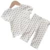 Ropa exterior de verano para niñas Traje de lunares de manga corta Bebé Verano Dos piezas Estilo occidental Estilo coreano Traje para aire acondicionado Nuevo