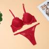 Traje de Ropa Interior para Mujer Estilo Francés Sujetador Superior Delgado Superior Grueso Encaje Push-up Sexy Benmingnian Anticaída Venta al por Mayor
