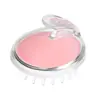 Cepillo de champú de silicona transparente masajeador de cuero cabelludo cepillo de champú limpiador grande redondo dientes cortos masajeador peine de silicona venta al por mayor