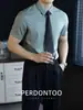 Camisa Masculina de Manga Curta 60S Lenzing Modal, Nova para o Verão, Cor Sólida, Slim Fit, para o Trabalho, com Colarinho Pequeno Pontudo