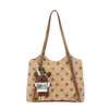 Nova bolsa tote casual de couro macio, grande capacidade, bolsa de ombro, tote casual feminina, estilo coreano, design de bolinhas