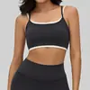 Sujetador Deportivo de Dos Piezas Transfronterizo con Almohadillas en el Pecho, Diseño de Espalda Cruzada, Ropa de Fitness, Doble Tirante, Bloques de Color, Sujetador de Yoga