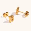 Pendientes de botón con letras de burbuja mini de venta caliente transfronteriza europeos y americanos de acero inoxidable chapado en oro de 18 quilates, pendientes de moda simples y versátiles