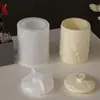Amapola Transfronteriza Nuevo Producto Frasco Cilíndrico con Relieve de Flor Molde de Silicona DIY Molde para Taza de Velas de Yeso para Aromaterapia