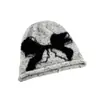 Gorro holgado de jacquard japonés fino de invierno, versátil coreano, para circunferencia de cabeza grande, gorro frío de punto de lana de lujo ligero para mujer