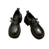 Zapatos Pequeños de Cuero con Suela Gruesa Negro Francés para Mujer 2025 Nuevo Otoño Retro Combinación Falda Zapatos Mary Jane