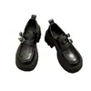 Zapatos de Cuero Negros de Estilo Francés con Plataforma Gruesa para Aumentar la Altura para Mujer, Nuevo Estilo Vintage Primavera 2026, Adecuados para Combinar con Faldas, Zapatos Mary Jane