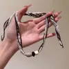 Hey Tao Cor de Café Estampa de Leopardo Maillard Colar Lenço de Seda Acessórios de Corrente para Suéter Moda Retro Feminina Único Elegante