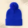 Gorro de Lana Cálido de Moda Transfronterizo, Gorro de Punto Grueso con Pompón a Prueba de Frío para Exteriores, Logo Personalizado, Gorro Esencial para Otoño e Invierno