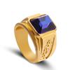 Chenrui joyería transfronteriza más vendida anillo retro de circón negro para hombre anillo de oro outlet de fábrica