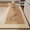 Tapete de Chão de Cozinha Simples de Tecido de Linho Japonês Desenho Animado Absorvente de Óleo Resistente à Sujeira Tapete para Pés Lavável Fácil de Cuidar Tapete Absorvente de Água