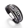 Pulsera de Cuerda Trenzada de Cuero Estilo Punk Moda Europea y Americana Pulsera de Hombre Multicapa Tendencia de Moda Brújula Pulsera Personalizada