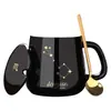 Taza cerámica navideña creativa y elegante de alto valor con tapa y cuchara, taza de café de moda para parejas