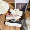 Zapatos blancos de dos vías Baikuan 2023 Verano nuevos casuales combinan con todo sin cordones transpirables medias zapatillas step-on de lona para mujer