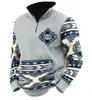 Moletom Meia-Zip Estilo Europeu e Americano Transfronteiriço 2023 para Homens, Estilo Primavera e Outono, Moletom Meia-Zip de Gola Alta com Estampa Digital 3D para Homens
