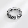 Anillos de Moda Personalizados con Patrones de Venta Cruzada Europea y Americana, Anillos Retro de Plata Tailandesa con Patrón de Vid Eterna