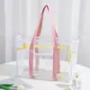 Bolsa de Mão Minimalista Estilo Ins para Mulheres, Bolsa de Viagem Transparente em PVC, Necessaire, Bolsa Conveniente para Natação