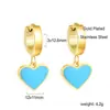 Pendientes de Gota de Aceite en Forma de Corazón de Venta Caliente Transfronterizos Diseño Ins Pendientes de Corazón Dulce Color Melocotón Pendientes de Acero Inoxidable para Mujer