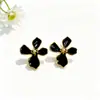 Moda Retro Europea y Americana Pendientes de Flor con Goteo de Aceite Joyería Color Cobre Plateado Conservación del Color Lujo Accesible Elegante Planta Pétalo de Cuatro Hojas Pendientes