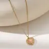 Collar con Colgante de Corazón de Piedra Ojo de Gato en Oro de 18 Quilates, Estilo Europeo y Americano, para Mujer, Cadena de Clavícula con Colgante de Corazón de Acero Inoxidable 304, Venta al por Mayor