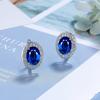 Aretes Nuevos Europeos y Americanos Joyería Diamante de Alto Carbono Corte Flor de Hielo Zircón Cobre Juego Aretes en Forma de Huevo Aretes Nicho Joyería Transfronteriza