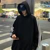Listrado Solto Casual Com Capuz Top oversize Moletom Masculino Primavera e Outono Novo Simples High Street Manga Comprida Jaqueta