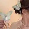 Pinza para el Cabello de Mariposa de Hada con Borla de Perlas, Pinza Lateral para Flequillo de Chica Dulce, Pinza para el Cabello Explosiva para Fotos de Instagram, Adorno para la Cabeza