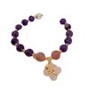 Pulsera de Amatista para Mujer, Pulsera de Cadena de Amistad con Colgante de Trébol de Cuatro Hojas Vintage de Lujo Ligero, Joyería Artística Retro