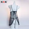 Okajima 1010 Preto Sexy Transparente Camisola Feminina Lingerie Erótica Saia Curta Sedutora Renda Vestido de Alça