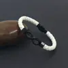 Joias Quentes de Venda Transfronteiriça: Pulseira com Design de Símbolo do Infinito Preto, Pulseira de Corda de Couro Trançado, Pulseira Masculina
