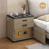 Nueva mesita de noche inteligente antirrobo para dormitorio, no requiere instalación, mueble de noche de madera maciza para uso doméstico, gabinete de almacenamiento multifuncional, seguro