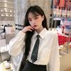 Temporada 2025 Nuevo Estilo Coreano Camisa Blanca Diseño para Mujer Top Estilo Universitario Más Fácil de Combinar Suelta Estudiante Camisa con Corbata