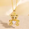 Collar de Oso Completo de Diamantes para Mujer, No se Desvanece, Cobre Chapado en Oro, Cadena Exquisita para Clavícula Transfronteriza Europea y Americana