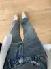 Jeans de Pierna Recta para Mujer con Forma de Pera, Nuevo Estilo de Otoño, Talla Grande, Cintura Alta, Holgados, Adelgazantes, Pierna Ancha, Largo hasta el Suelo