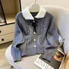 Artículo recomendado por el OEM~ Cárdigan de punto estilo universitario con cuello de muñeca y lazo, chaqueta suéter rejuvenecedora para mujer en otoño