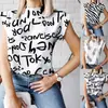 Ropa Femenina Europea y Americana de Temporada Amazon Comercio Transfronterizo Exportación Explosiones Camisa de Verano Camisa de Manga Corta Estampada Top para Mujer