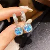 Brincos de Cubo de Açúcar Paraíba Estilo Francês, Modernos e Versáteis, Luxo Leve com Sensação de Alto Padrão, Design Único