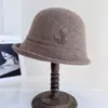Sombrero de Pescador de Ala Ancha con Forma de Espiga de Trigo Estilo Nacional Retro, Gorro de Punto de Lana Australiana para Otoño e Invierno, Sombrero de Cubo con Hilo Dorado y Plateado