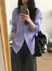 Camisa de Nuevo Estilo Verano 2026 para Mujer Morado Taro Suave Intelectual Versátil Top Ligero Transpirable Delgado