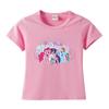 Camiseta Infantil de Algodão com Gola Redonda e Manga Curta Estampada de Pônei Roupa de Bebê Camiseta de Algodão para Meninas Comércio Exterior