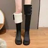 Botas de suela gruesa y tacón robusto para otoño e invierno, diseño de pierna ancha, nuevo estilo 2026, botas largas hasta la rodilla, botas altas para mujer, con diseño de doblez