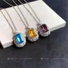 Colar Pingente Oval de Zircônia Super Brilhante Luxo Leve High-End Moderno Simples Corrente Clavícula Design de Nicho Colar